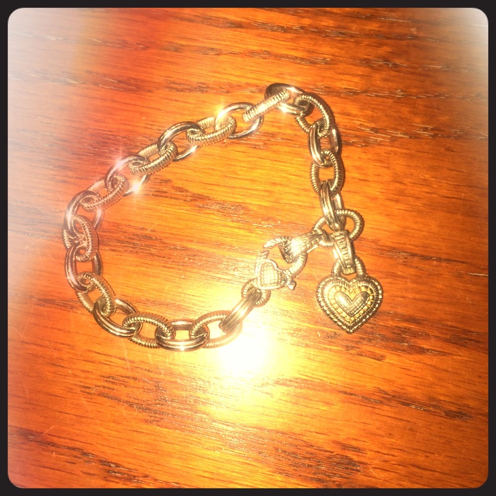 Judith Ripka Heart Charm chain link bracelet